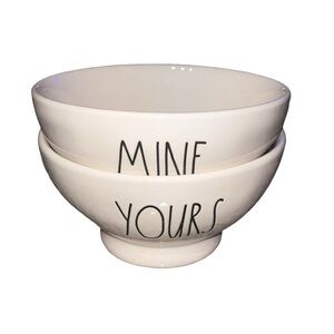 Rae Dunn Bowls Yours Mine‎ Cereal Soup Artisan Collection Set of 2